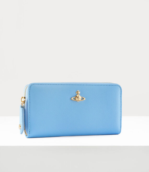 Vivienne Westwood Classic Zip Round Wallet in light blue